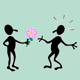 Strichm&auml;nnchen &uuml;berreicht Blume