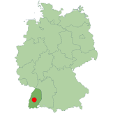 Deutschlandkarte, Lage von Freiburg